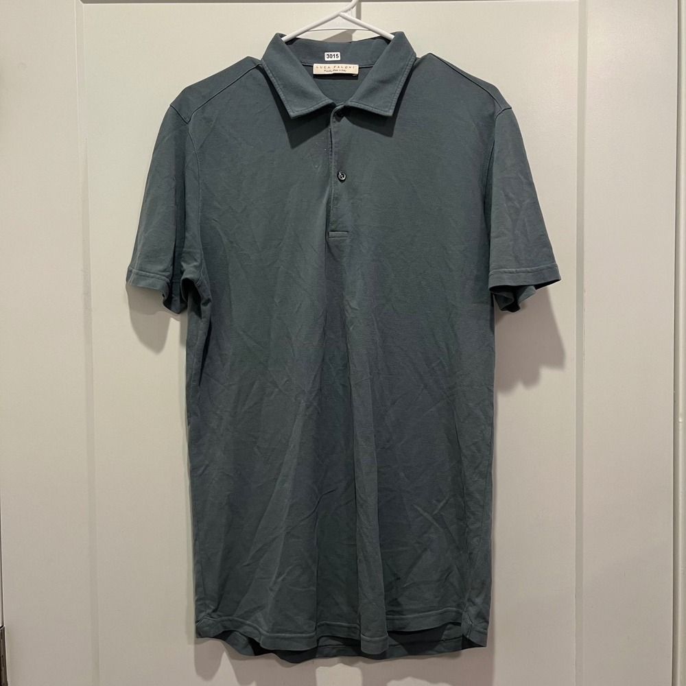 Luca Faloni Mens Short Sleeve Pique Polo Shirt Blue Grey Made in Italy 3015